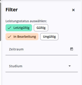 Meine Leistungen - Filtern