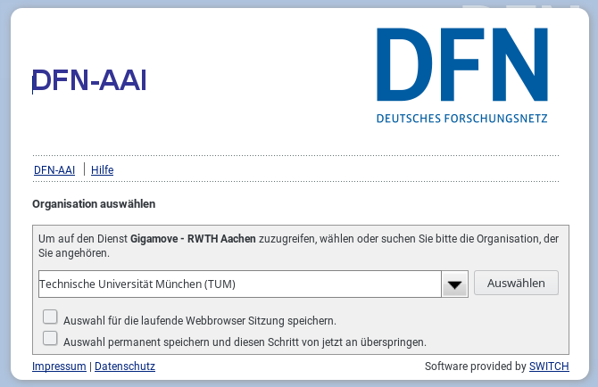 Der Where-Are-You-From Dialog des DFN-AAI