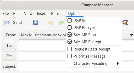 Window section as before, but box with check mark, S slash MIME Encrypt.